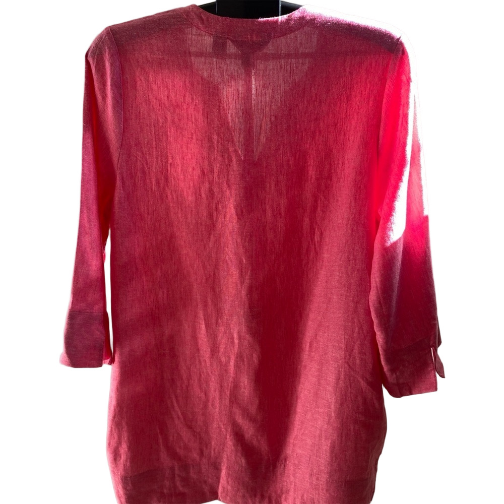 Lands' End Vibrant Pink Linen Blend Blouse, Size XS - Picture 3 of 8